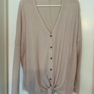 Women's Cream Button-Down Sweater